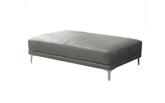 Hearn Grey Leather Ottoman