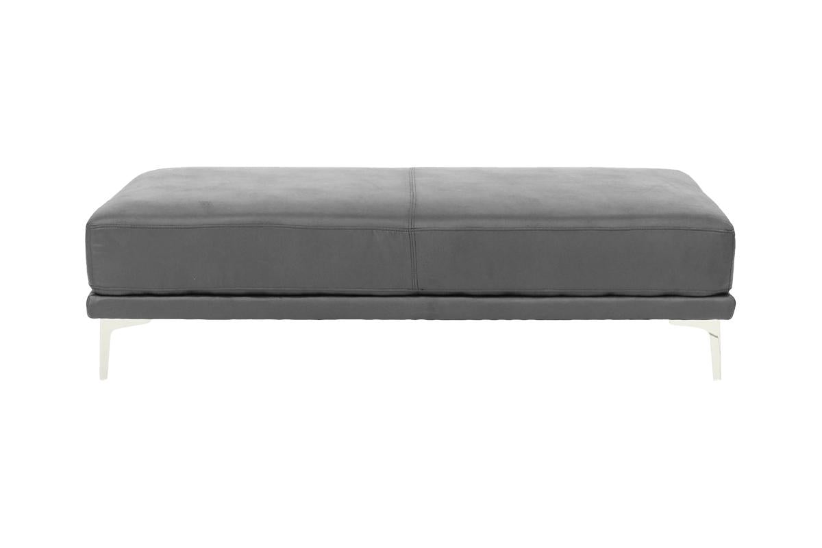 Hearn Grey Leather Ottoman