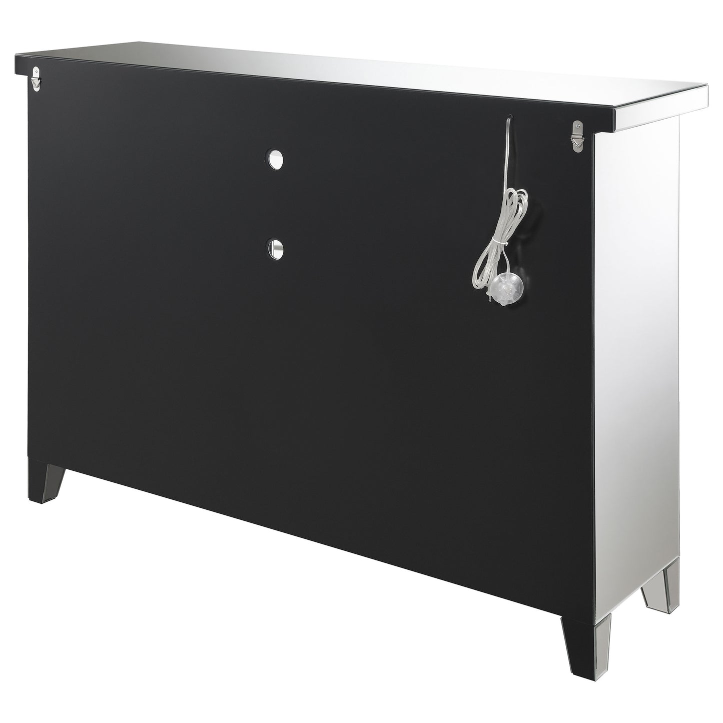 Melinda 2-door LED Mirrored Wine Storage Bar Cabinet Silver