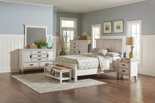 Franco 4-piece Eastern King Bedroom Set Distressed White