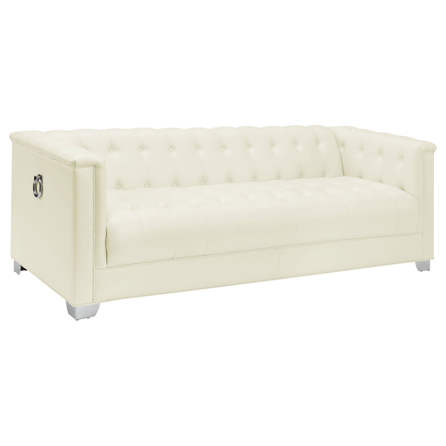 Chaviano 3-piece Upholstered Track Arm Sofa Set Pearl White