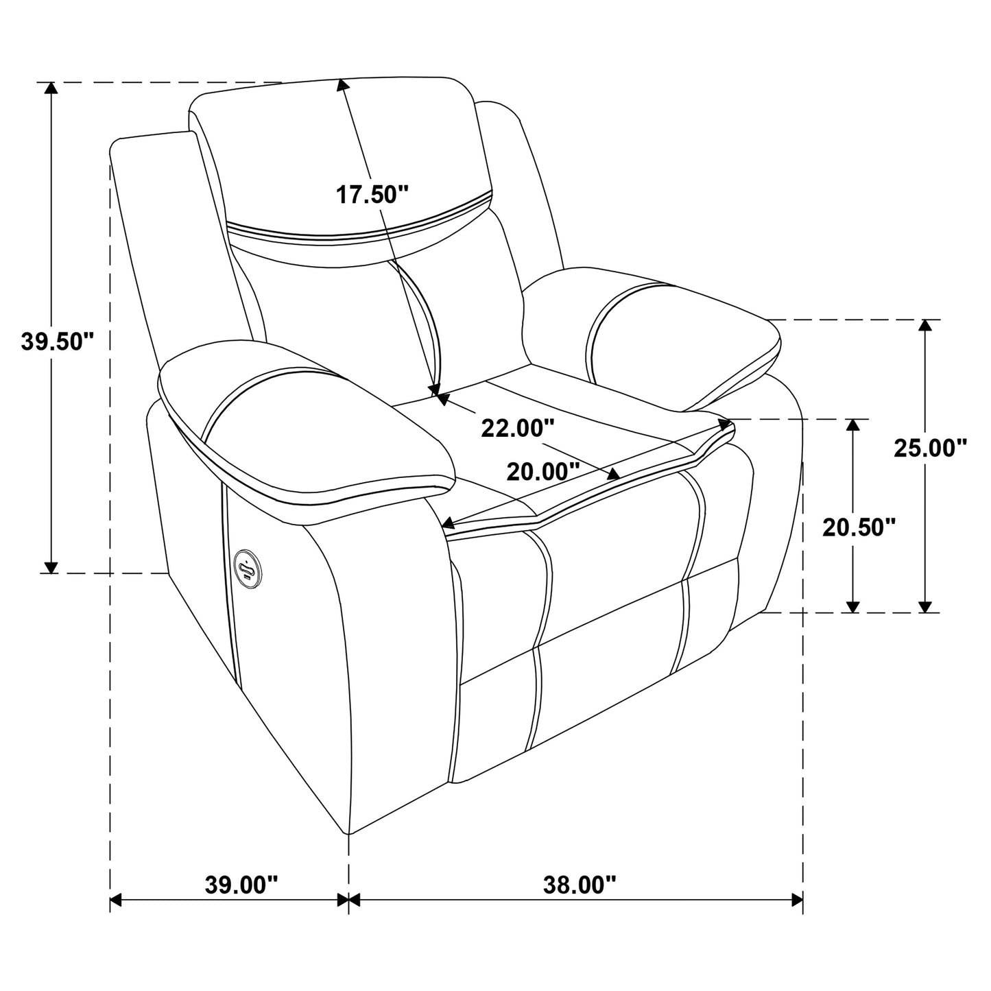 Sycamore Upholstered Power Recliner Chair Dark Grey