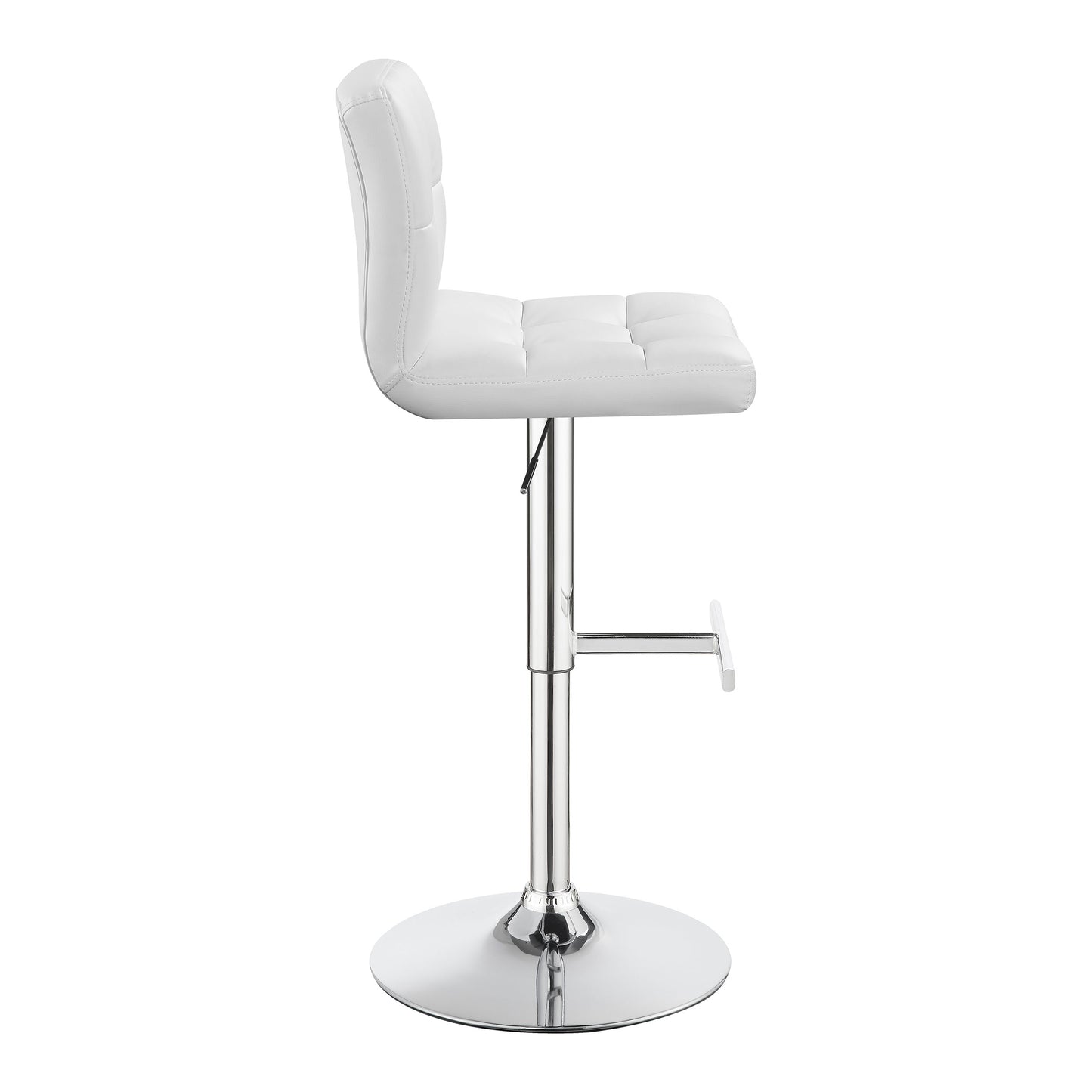 Lenny Upholstered Adjustable Bar Stool White (Set of 2)