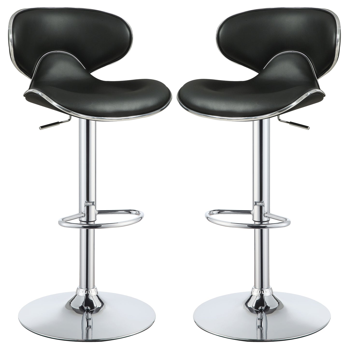 Edenton Upholstered Adjustable Bar Stool Black (Set of 2)