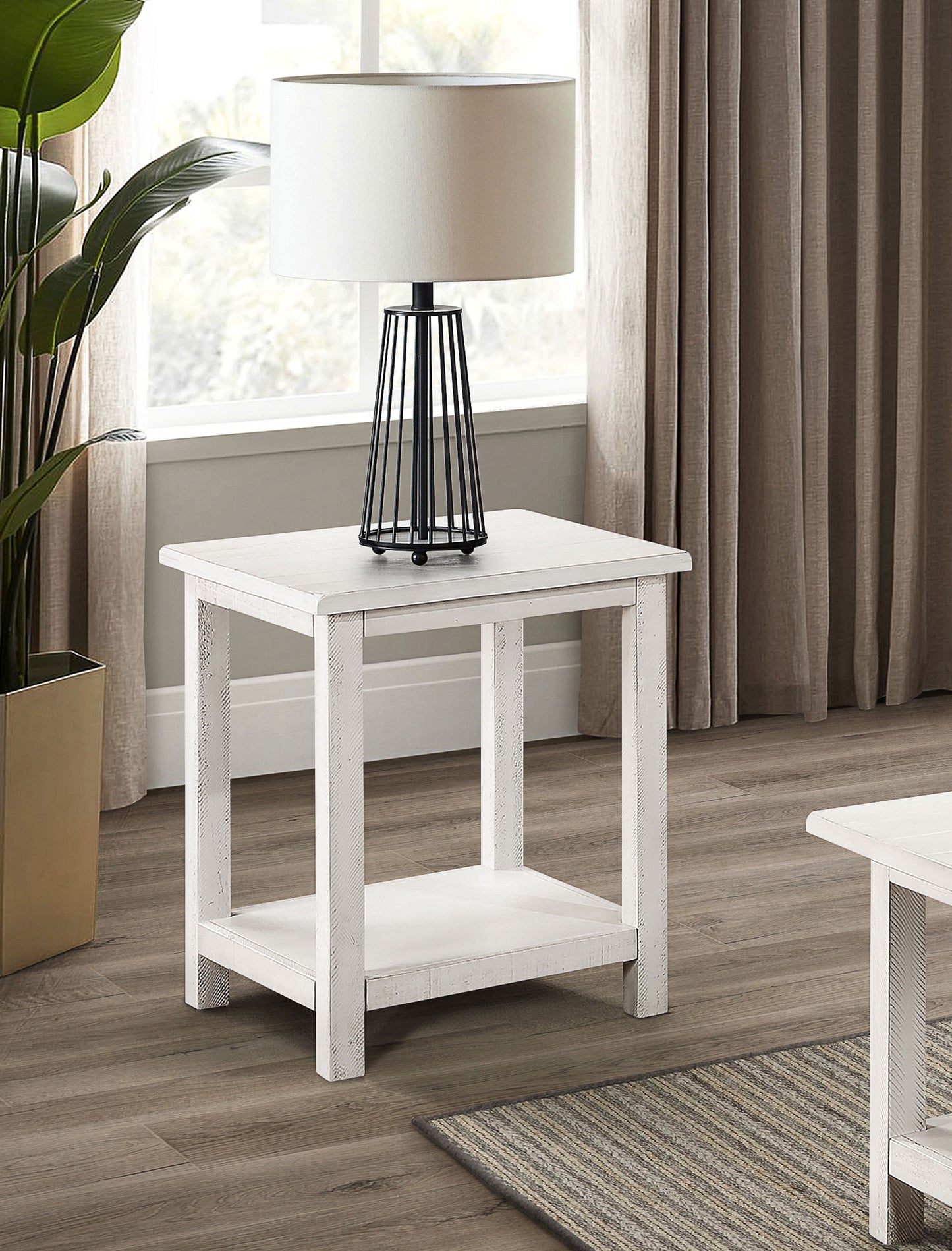 Payne Wood End Table with Shelf White