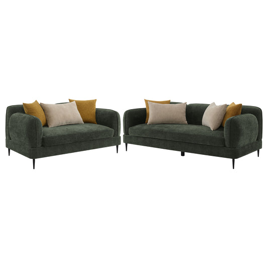 Jade 2-piece Chenille Upholstered Sofa Set Green