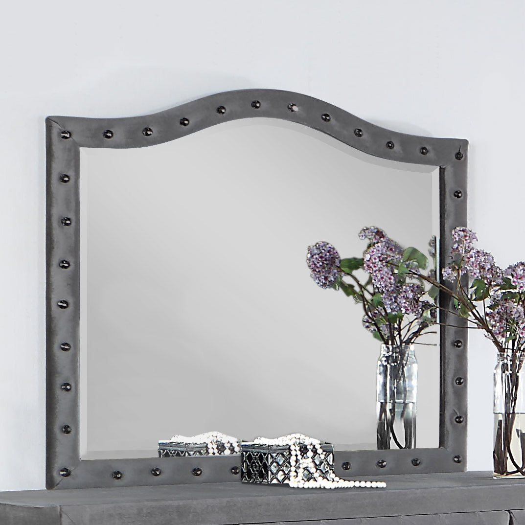 Deanna Upholstered Dresser Mirror Grey