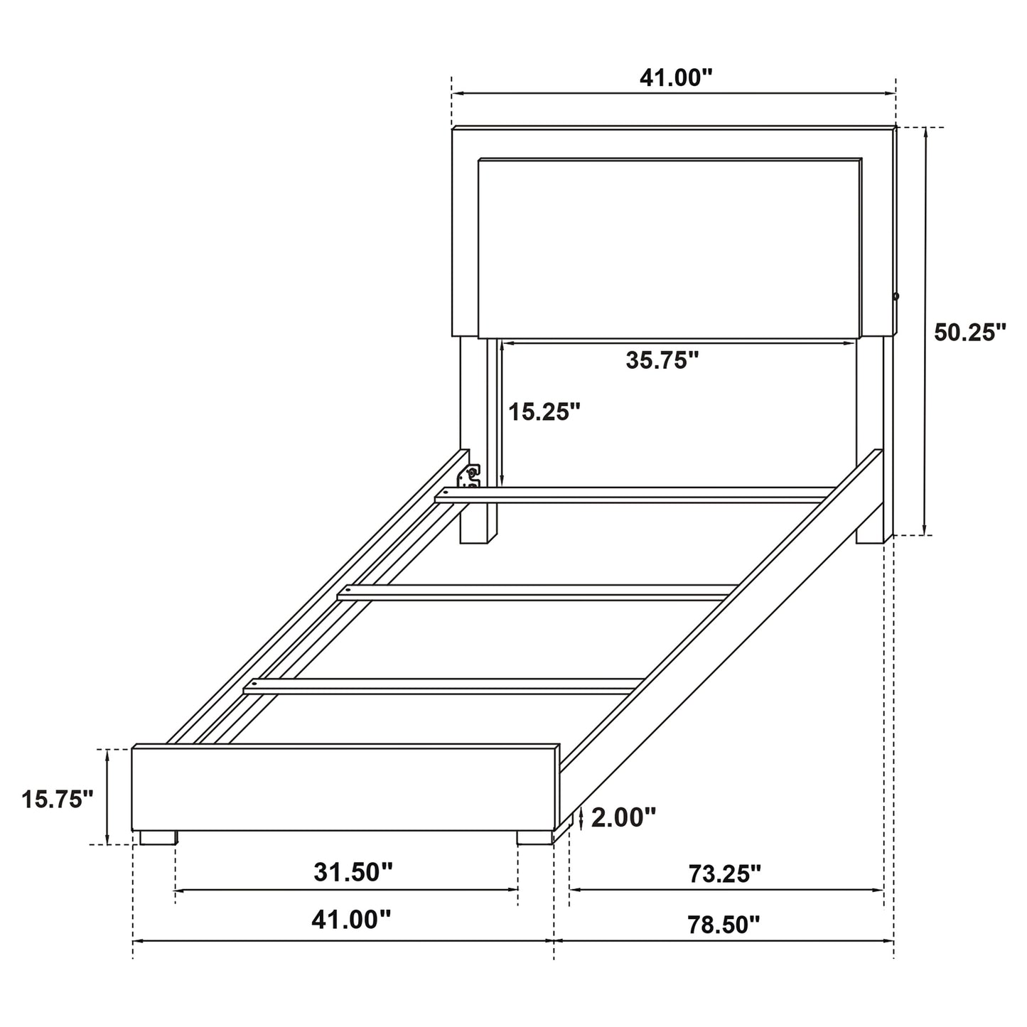 Marceline Wood Twin LED Panel Bed Black