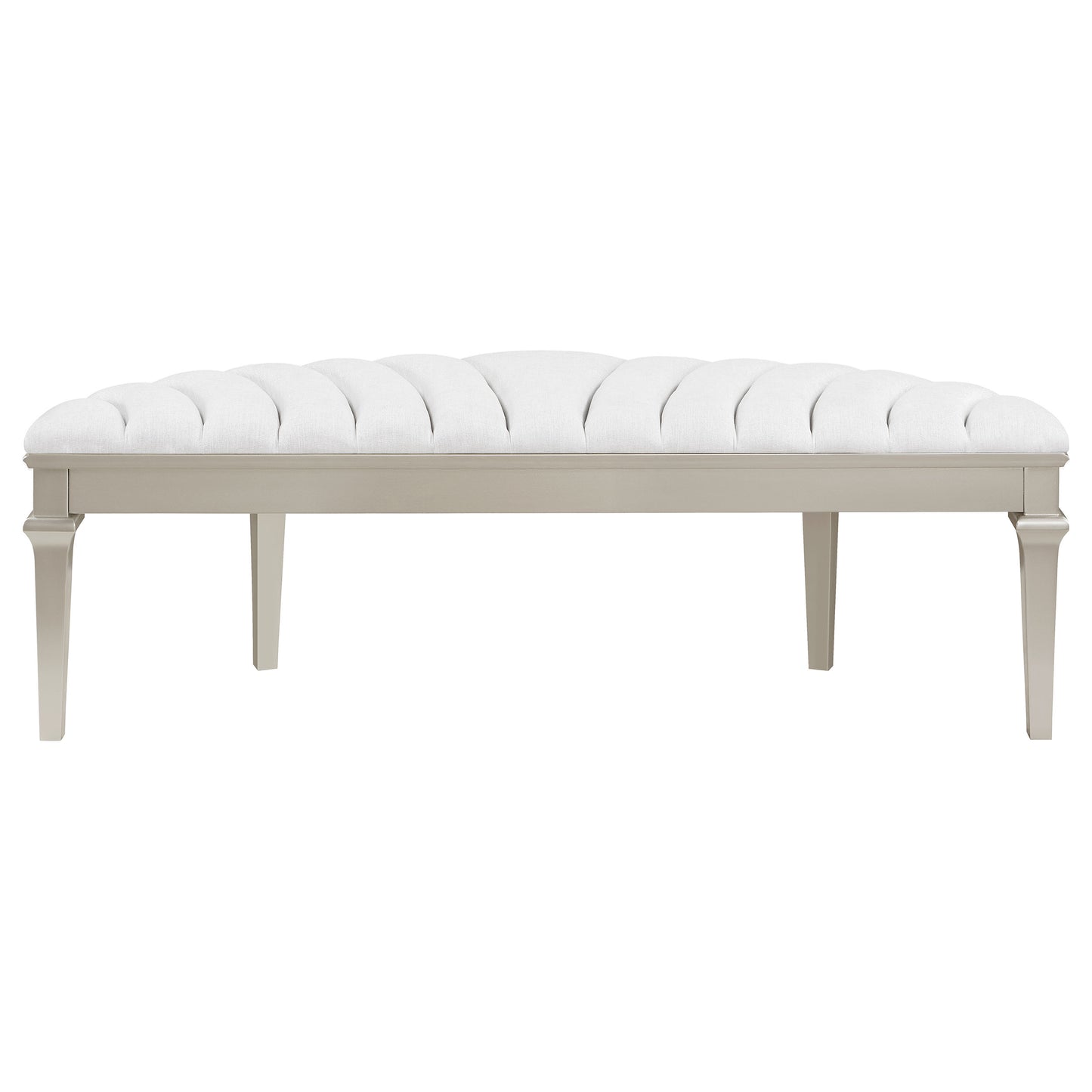 Evangeline Curved Fabric Upholstered Bench Silver Oak