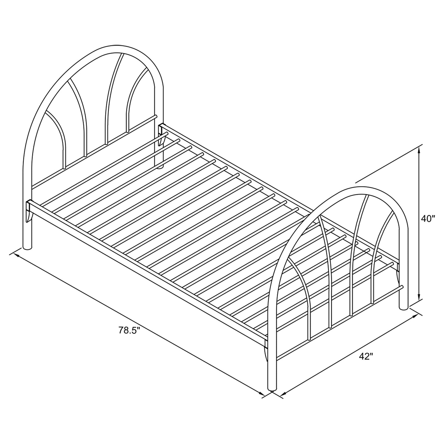 Marjorie Metal Twin Open Frame Bed Black