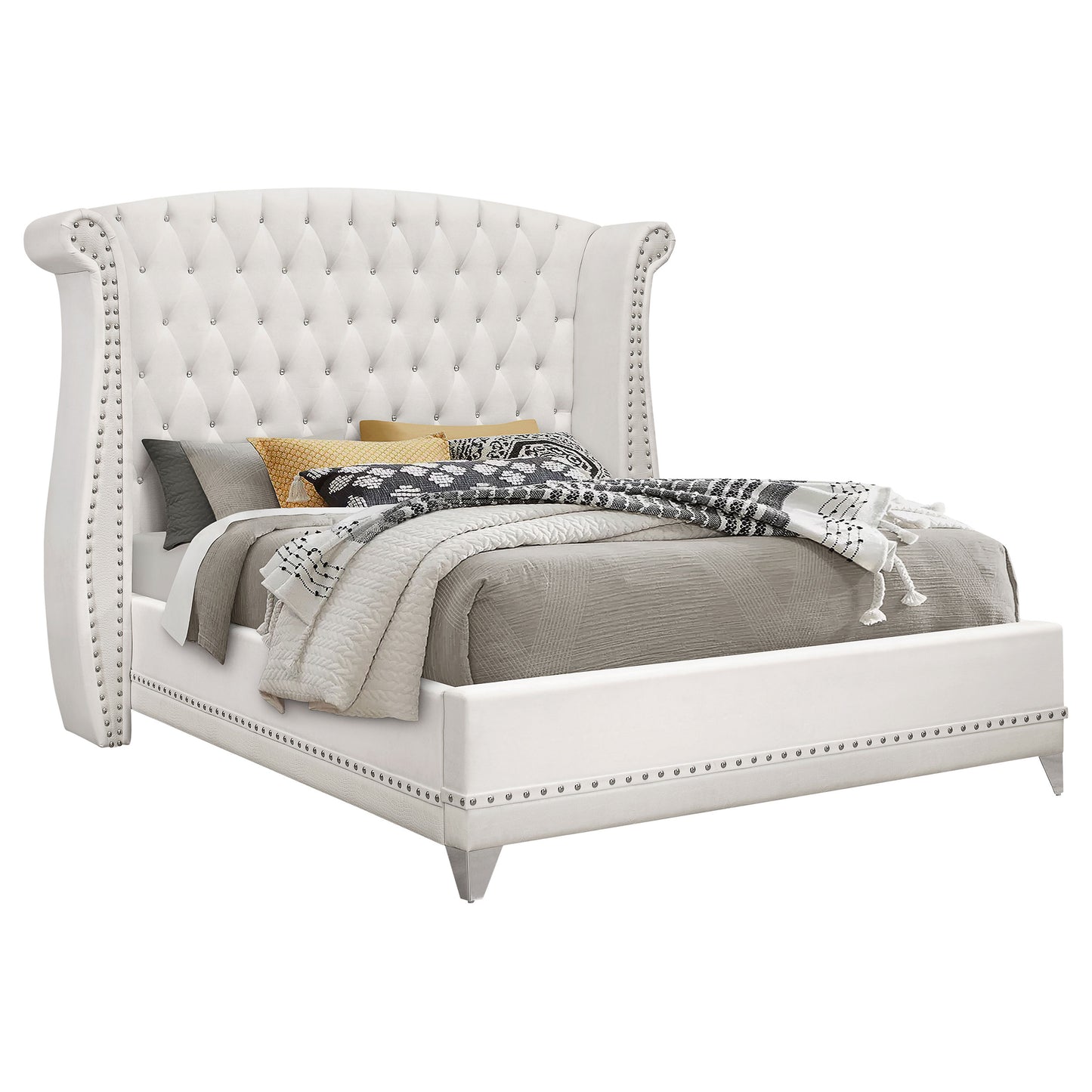 Barzini Upholstered California King Wingback Bed White