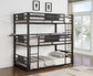 Rogen Metal Twin Triple Bunk Bed Dark Bronze