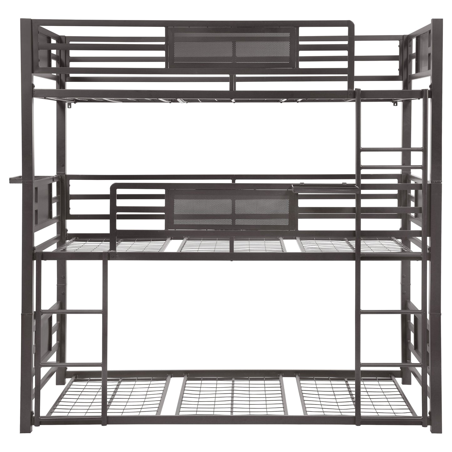 Rogen Metal Twin Triple Bunk Bed Dark Bronze