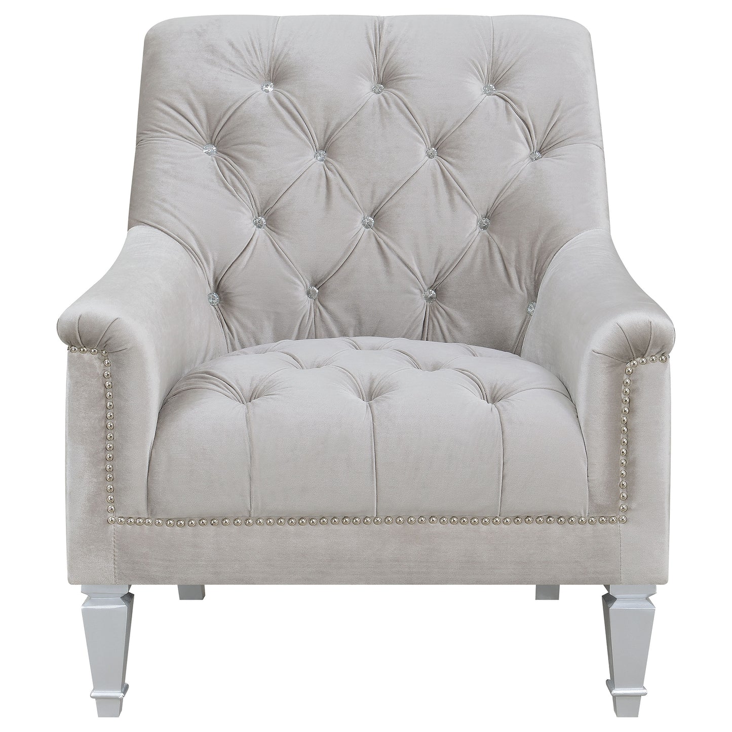 Avonlea Velvet Upholstered Sloped Arm Chair Grey Velvet