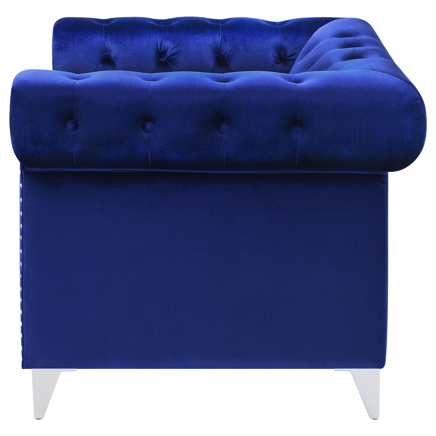 Bleker Upholstered Tuxedo Arm Tufted Accent Chair Blue