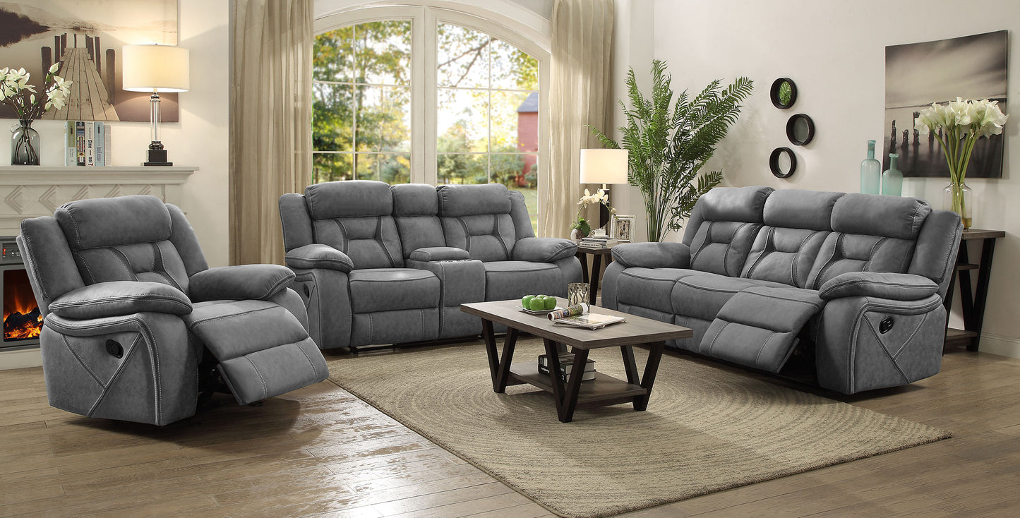 Higgins Upholstered Motion Reclining Sofa Grey