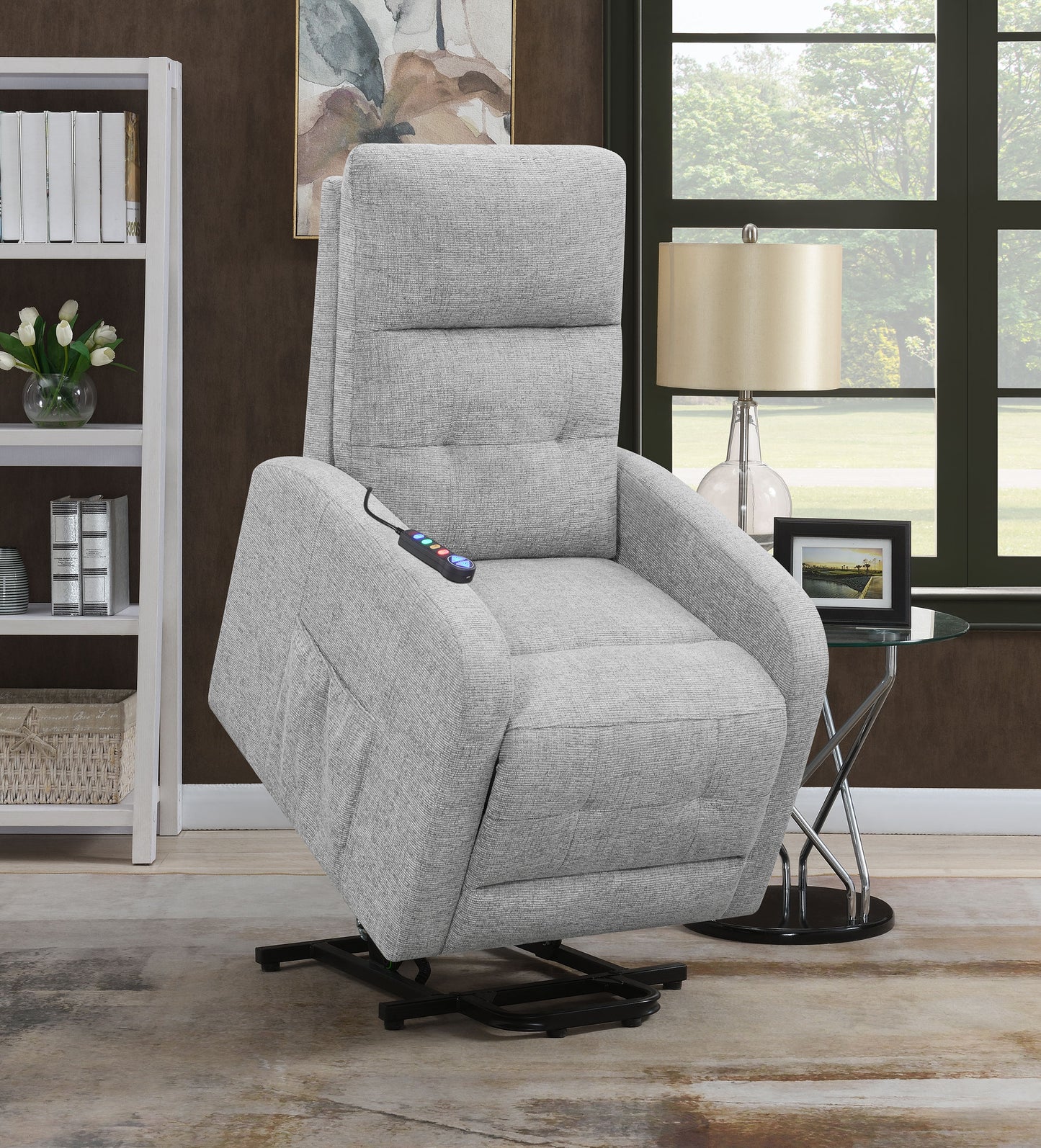 Howie Upholstered Power Lift Massage Chair Grey