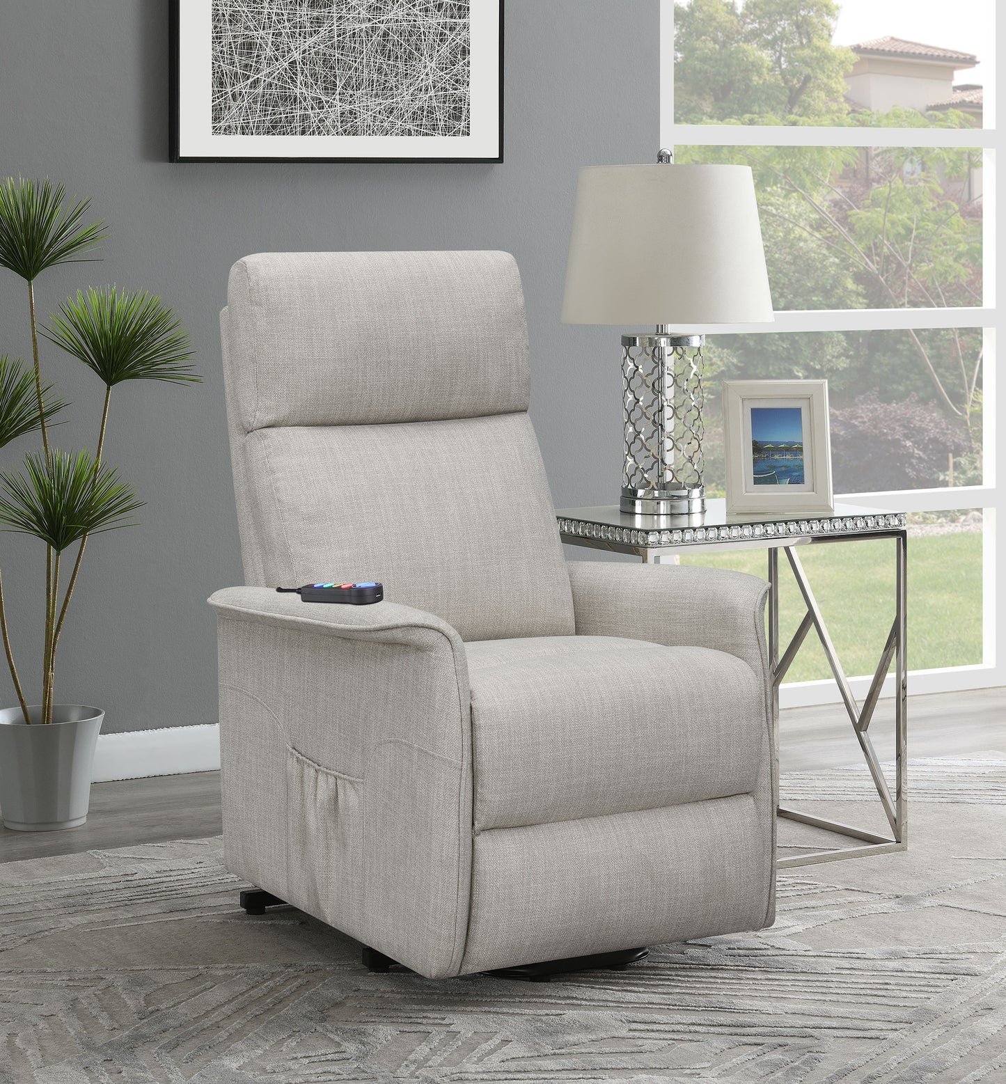 Herrera Upholstered Power Lift Massage Chair Beige