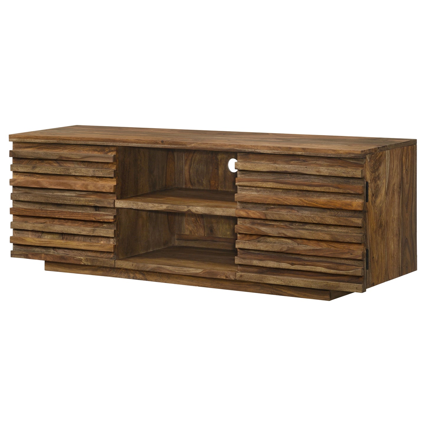 Julia 2-door Solid Sheesham Wood 58" TV Stand Natural