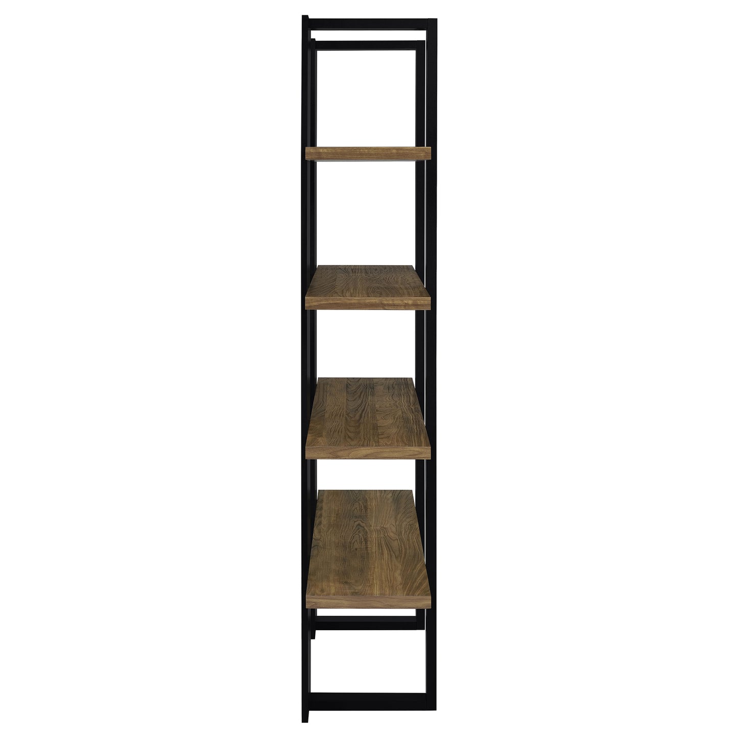 Danbrook 71-inch 4-shelf Bookshelf Black and Aged Walnut